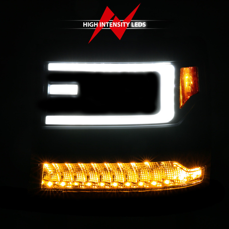 ANZO 16-18 Chevy Silverado1500 (Factory HID Models) LED Proj Light Bar Style Headlights Black - Pair - 111624A