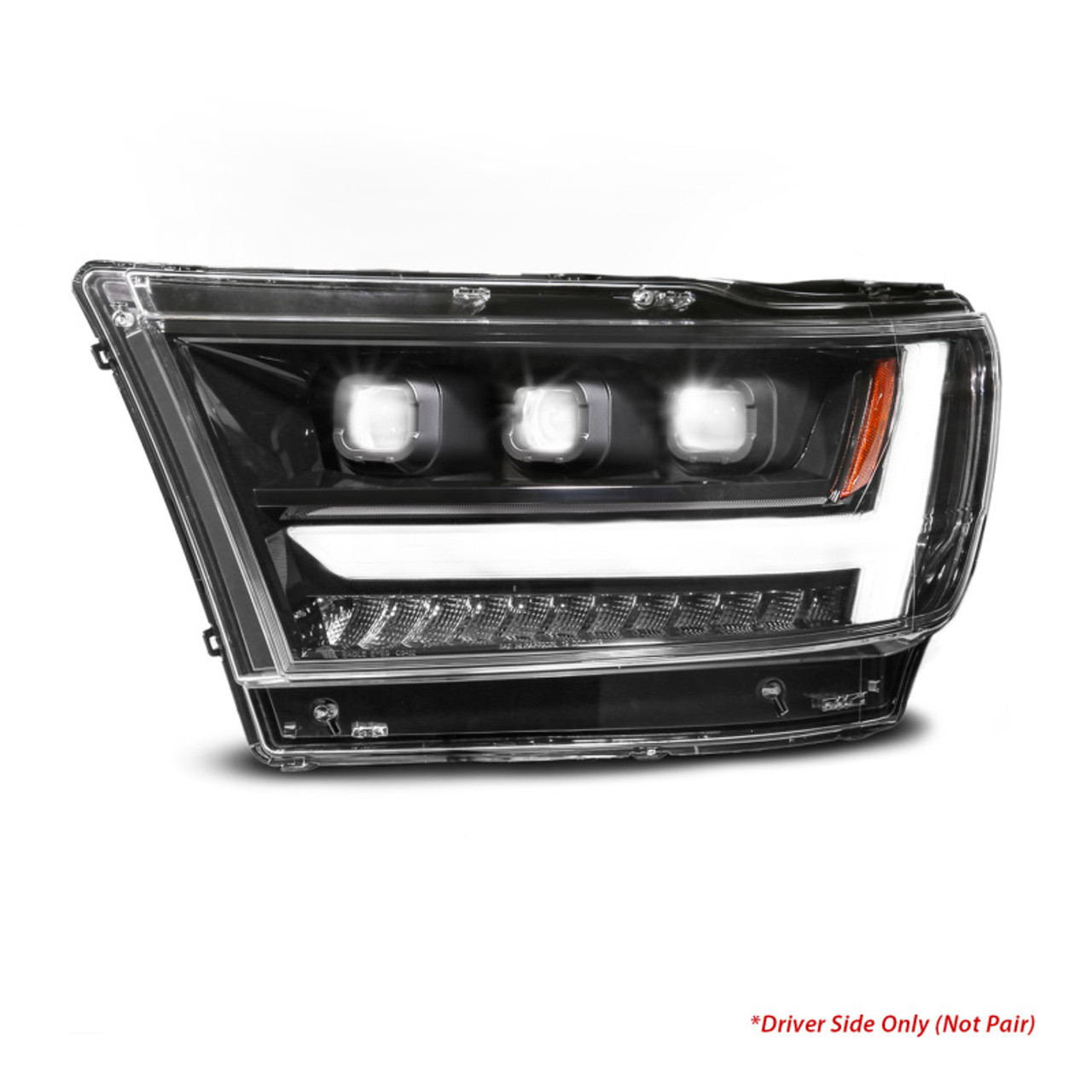 ANZO 19-24 RAM 1500 (New Body/OE Halogen) Full LED Proj Headlights DRL/SeqSig Black - Driver Side - 111628A-L