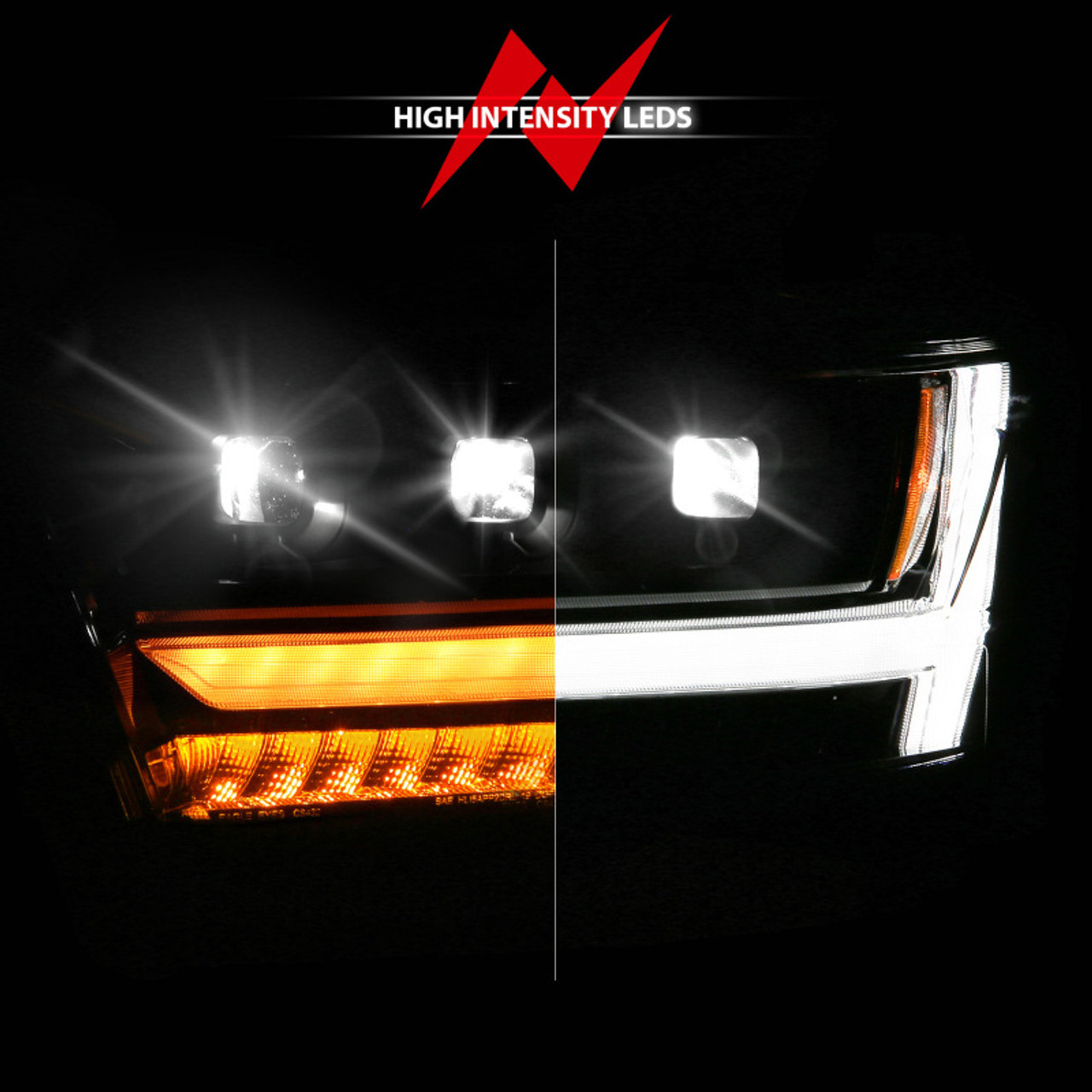 ANZO 19-24 RAM 1500 (New Body/OE Halogen) Full LED Proj Headlights DRL/SeqSig Black - Driver Side - 111628A-L