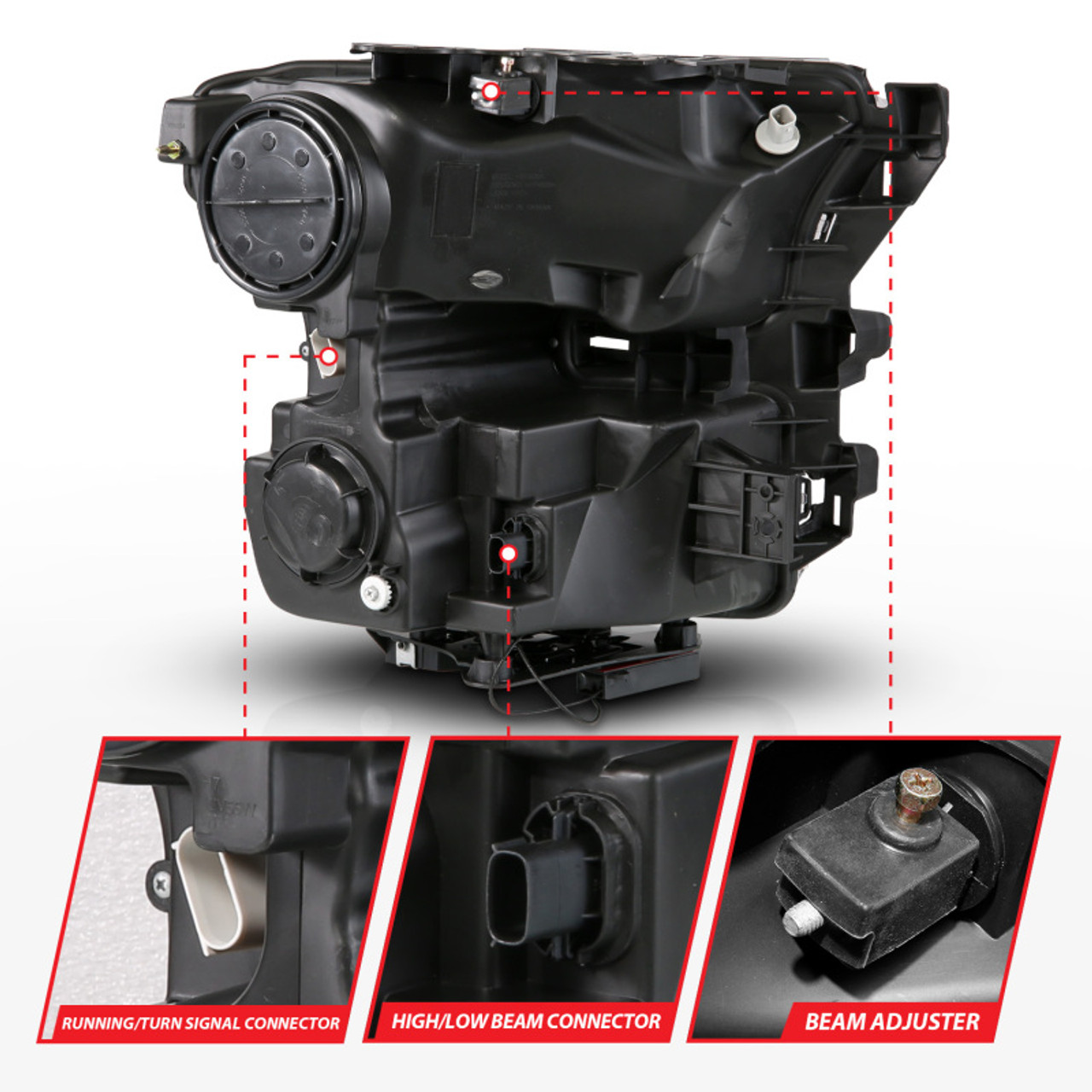 ANZO 15-17 Ford F-150 (Factory Halogen Model ONLY) Full LED Proj Headlights  Init/SeqSig Black- Pair - 111630A