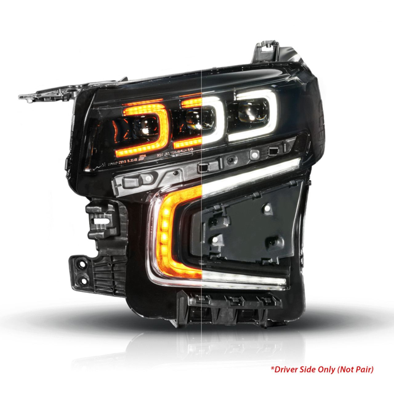 ANZO 21-23 Chevy Tahoe/Suburban LED Light Bar Style Headlights Black w/ Squential DRL (Left Side) - 111636X-L