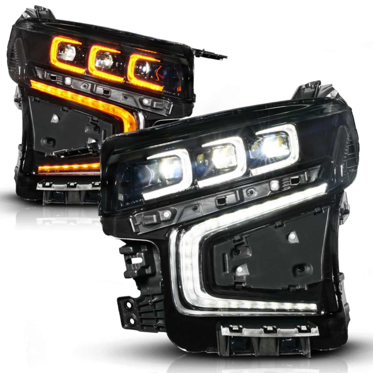 ANZO 21-23 Chevy Tahoe/Suburban LED Light Bar Style Headlights Black w/ Squential DRL (Left Side) - 111636X-L
