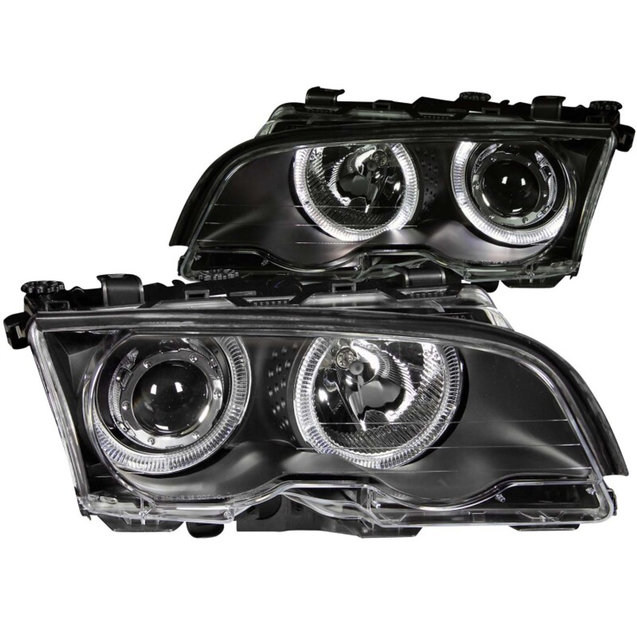 ANZO 1999-2001 BMW 3 Series E46 Projector Headlights w/ Halo Black - 121015