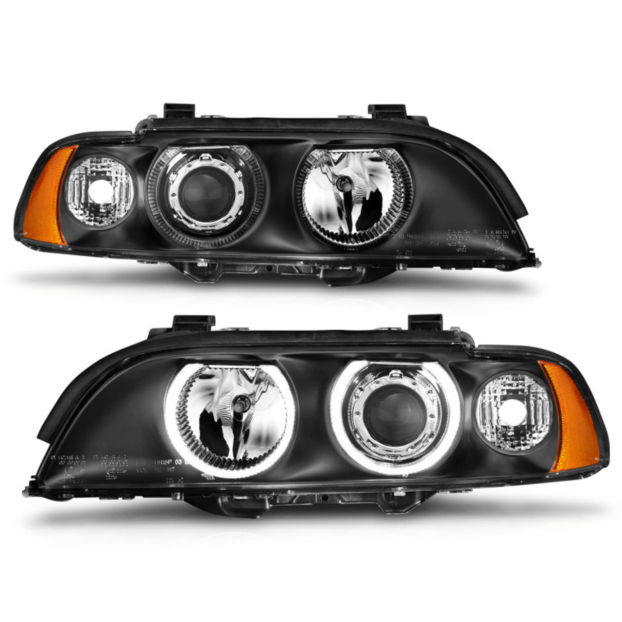 ANZO 1997-2001 BMW 5 Series Projector Headlights w/ Halo Black - 121017