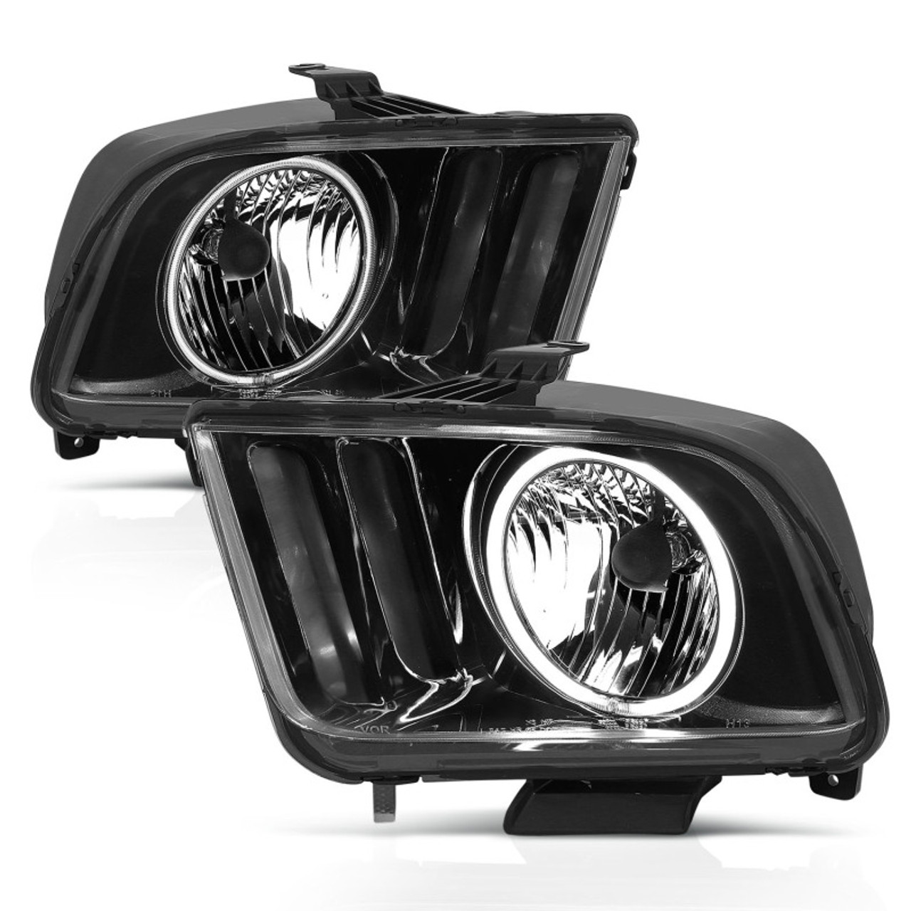 ANZO 2005-2009 Ford Mustang Crystal Headlights w/ Halo Black (CCFL) - 121033