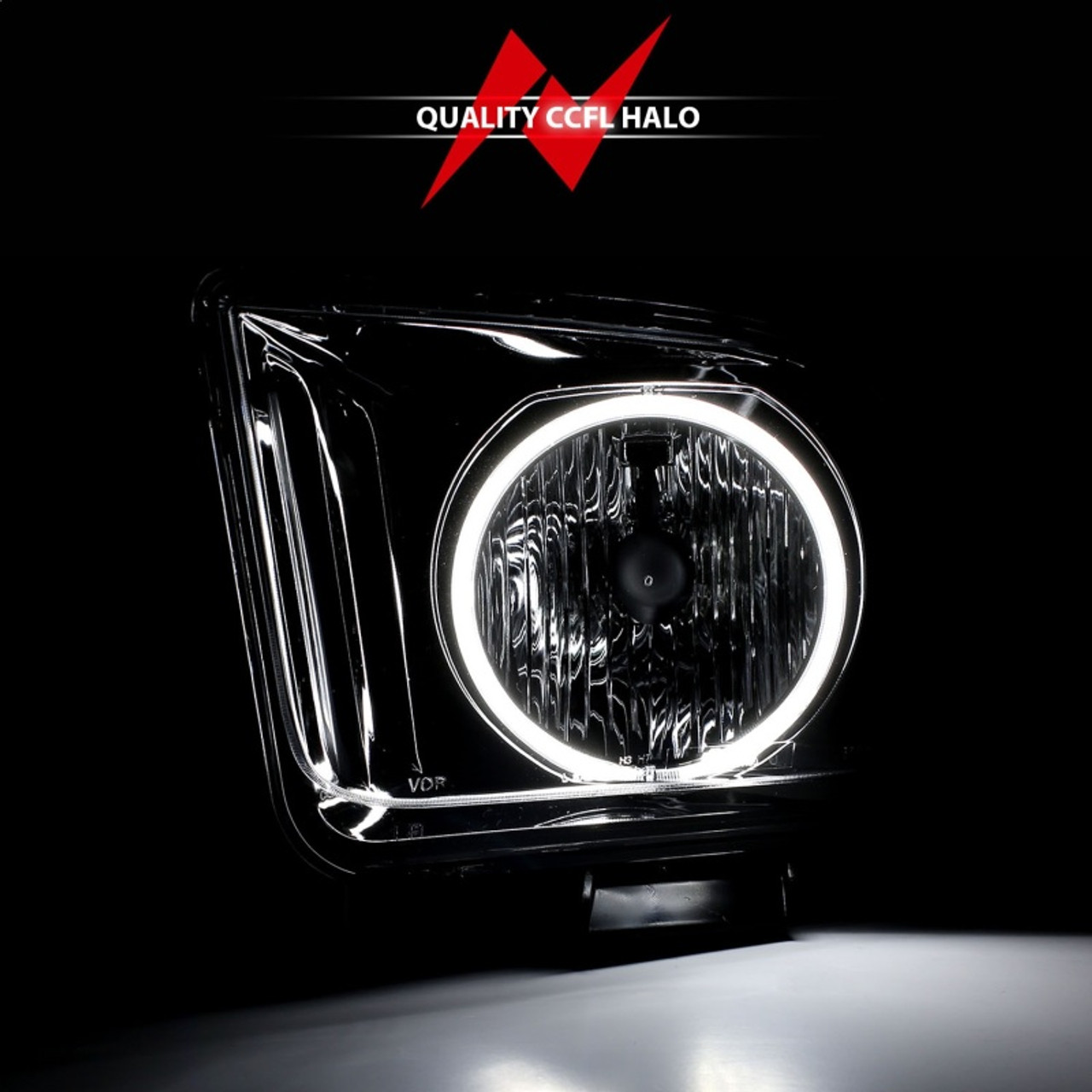 ANZO 2005-2009 Ford Mustang Crystal Headlights w/ Halo Black (CCFL) - 121033