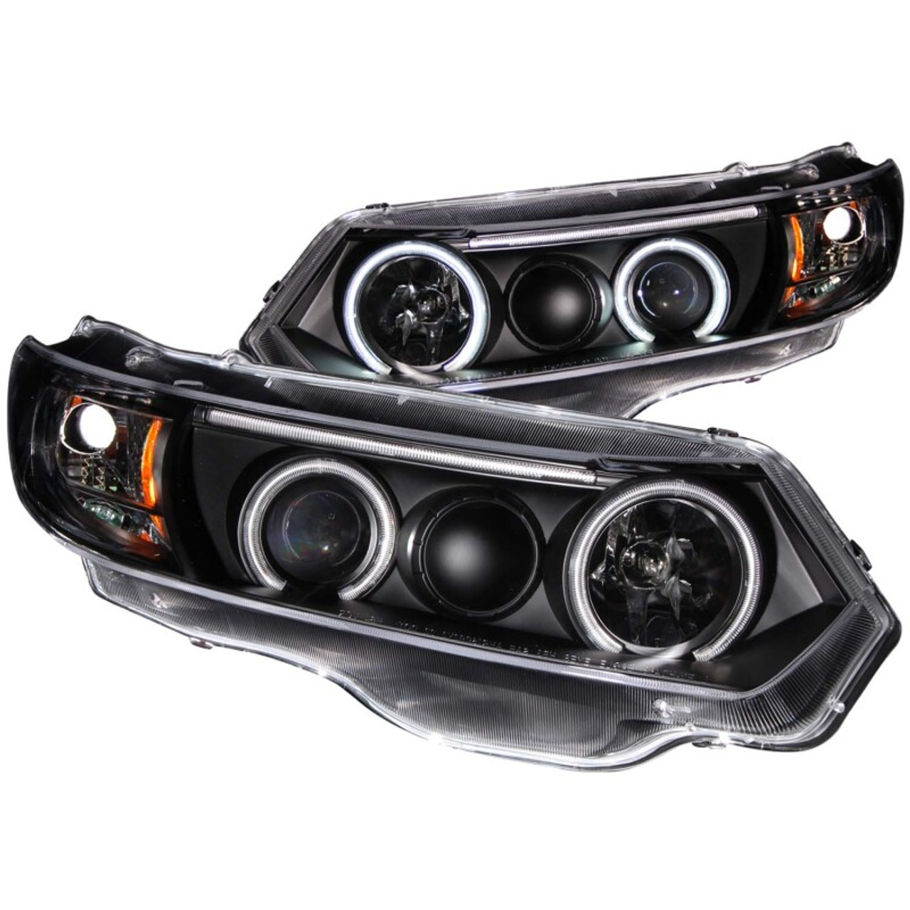 ANZO 2006-2011 Honda Civic Projector Headlights w/ Halo Black (CCFL) - 121062