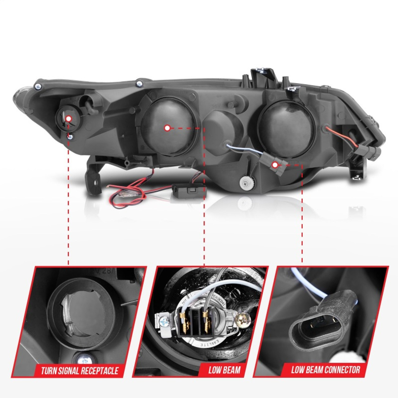 ANZO 2006-2011 Honda Civic Projector Headlights w/ Halo Black (CCFL) - 121062