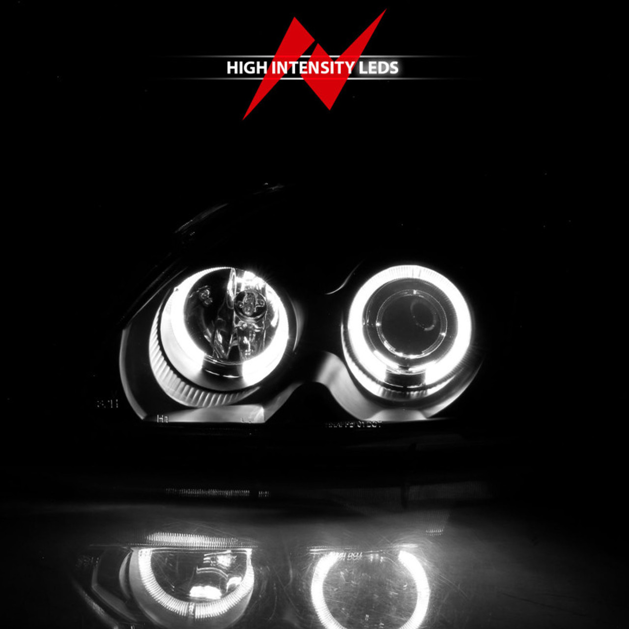 ANZO 1996-1998 Honda Civic Projector Headlights w/ Halo Black - 121068