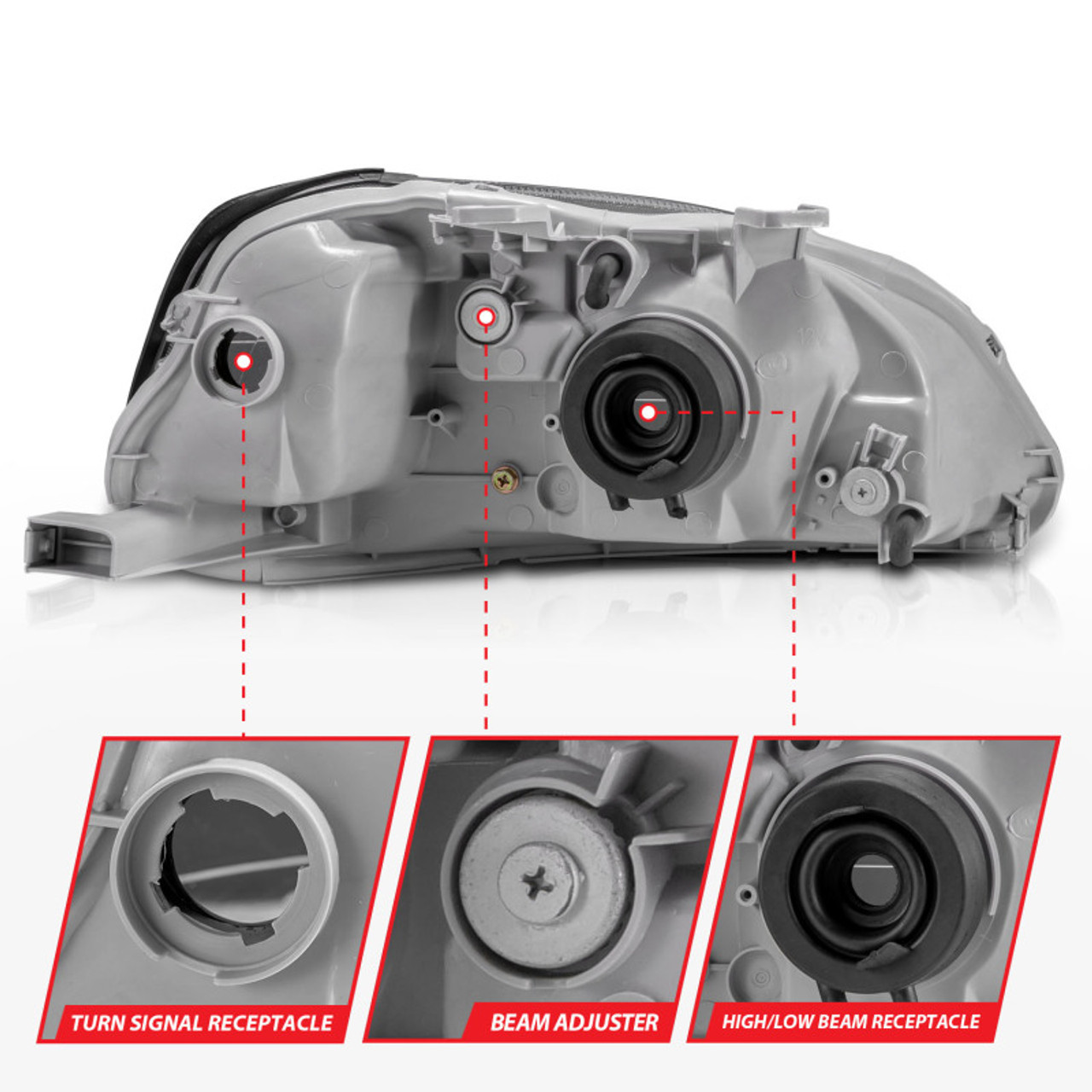 ANZO 1999-2000 Honda Civic Crystal Headlights Black - 121070