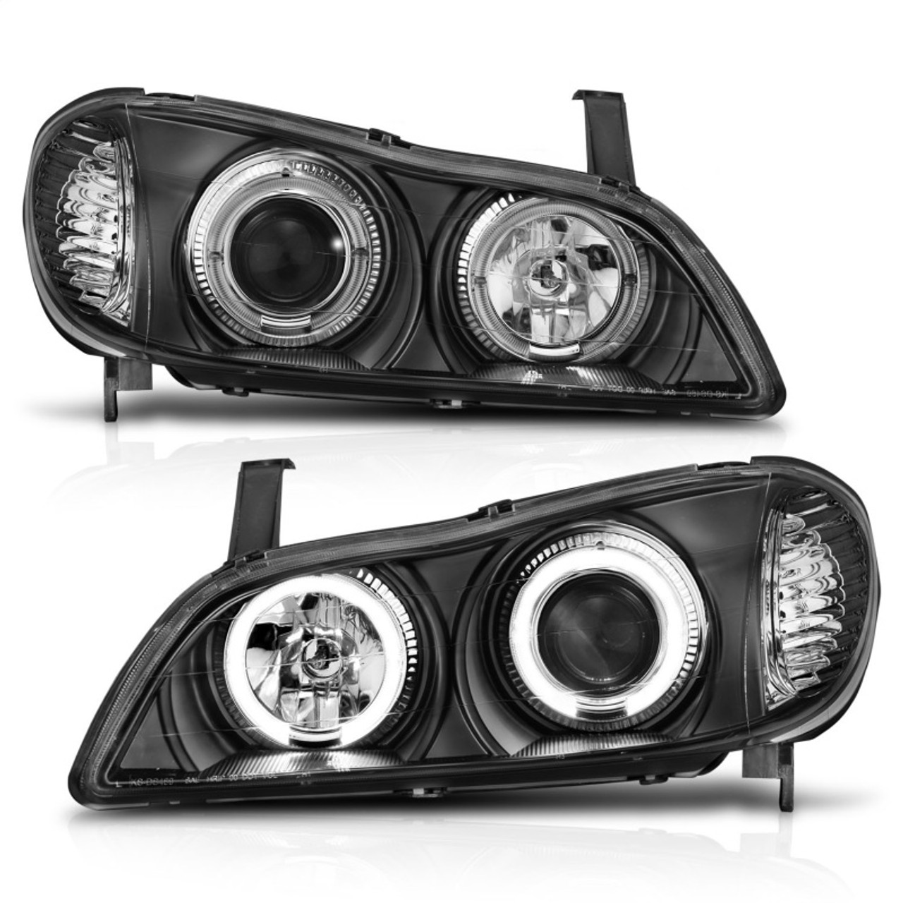 ANZO 2000-2004 Infiniti I30 Projector Headlights w/ Halo Black - 121077
