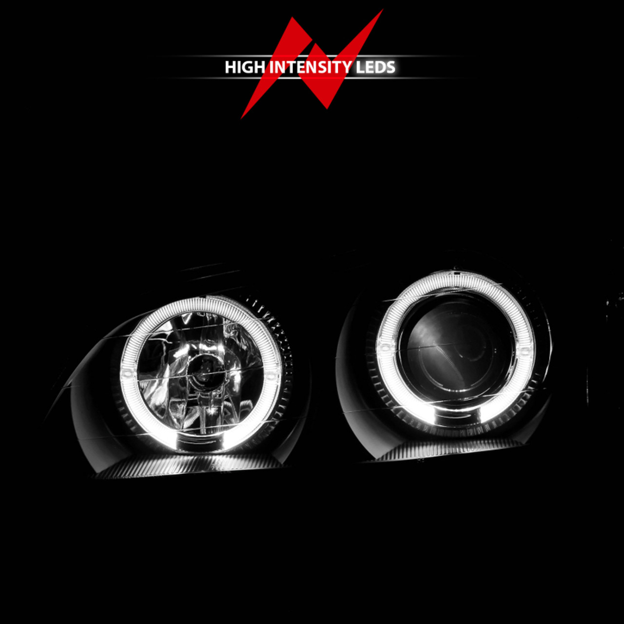 ANZO 2000-2004 Infiniti I30 Projector Headlights w/ Halo Black - 121077