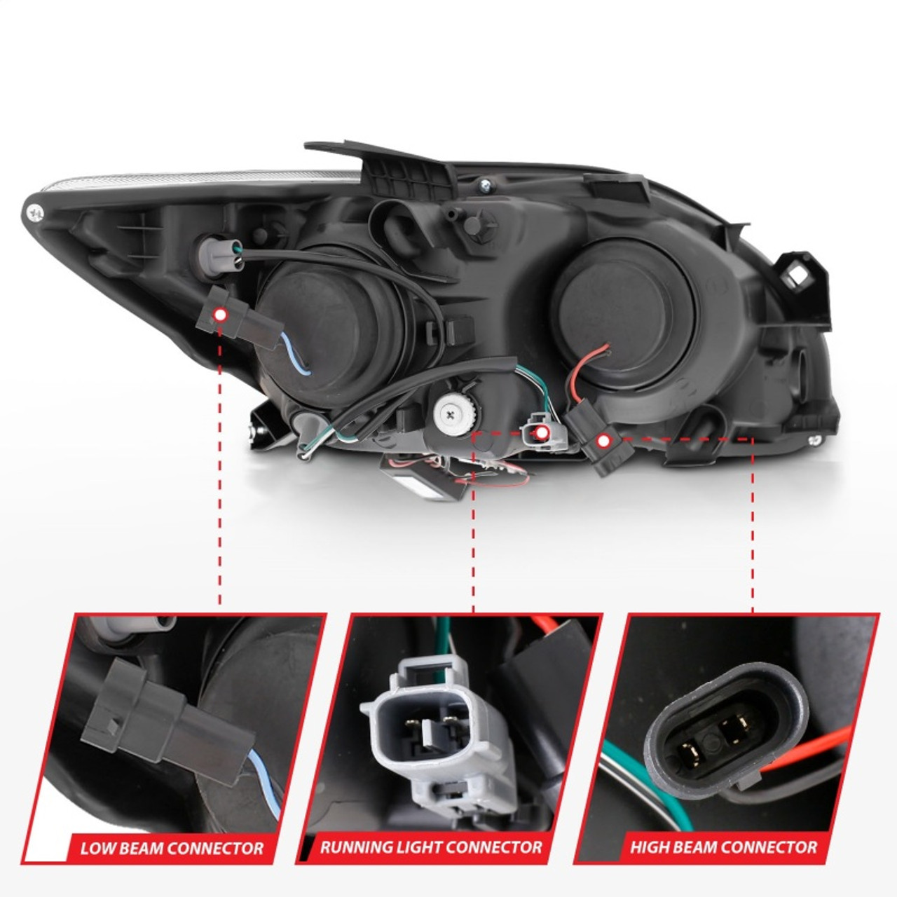 ANZO 2005-2010 Scion Tc Projector Headlights w/ Halo Black (CCFL) - 121119