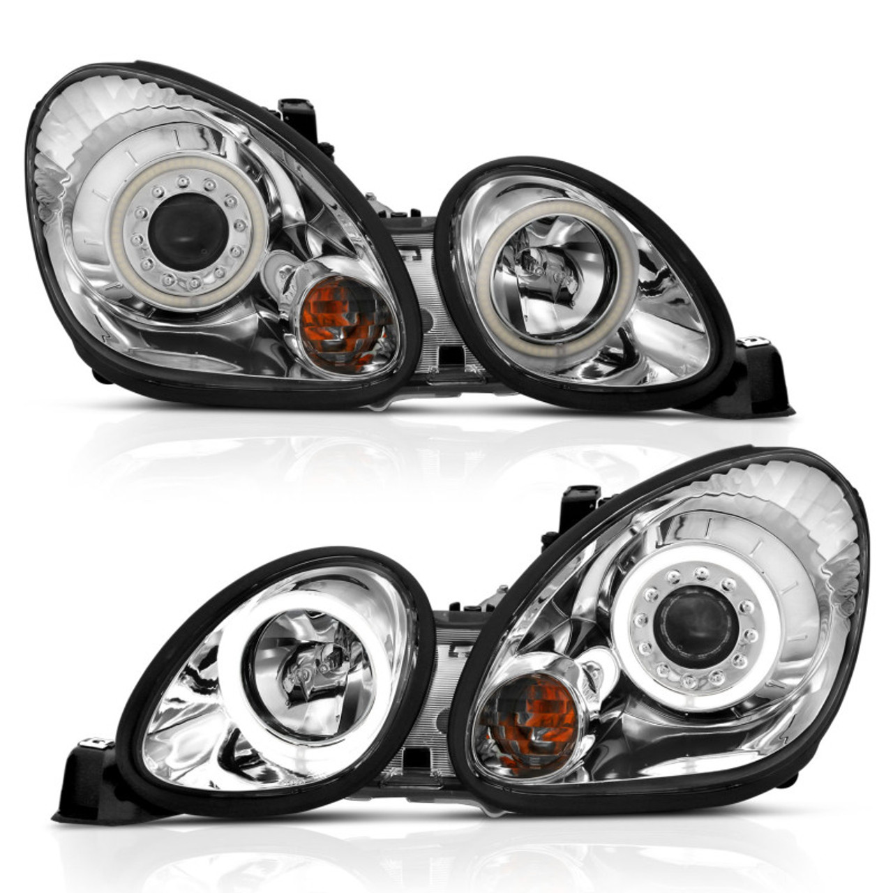 ANZO 1998-2005 Lexus Gs300 Projector Headlights w/ Halo Chrome - 121143