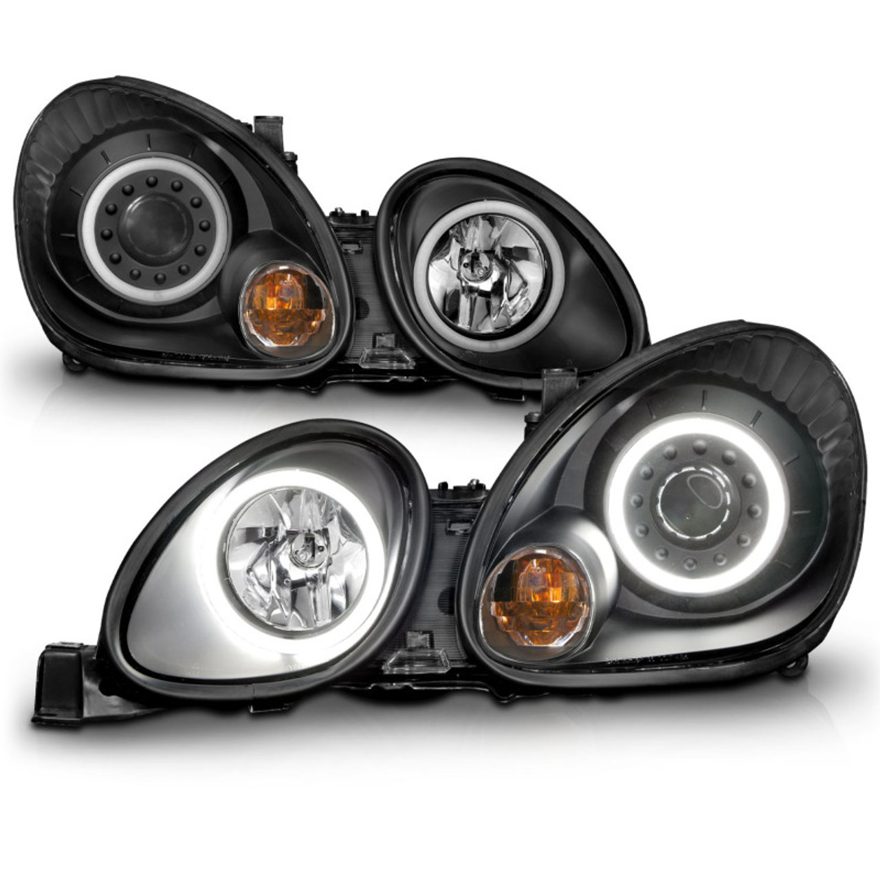 ANZO 1998-2005 Lexus Gs300 Projector Headlights w/ Halo Black - 121144
