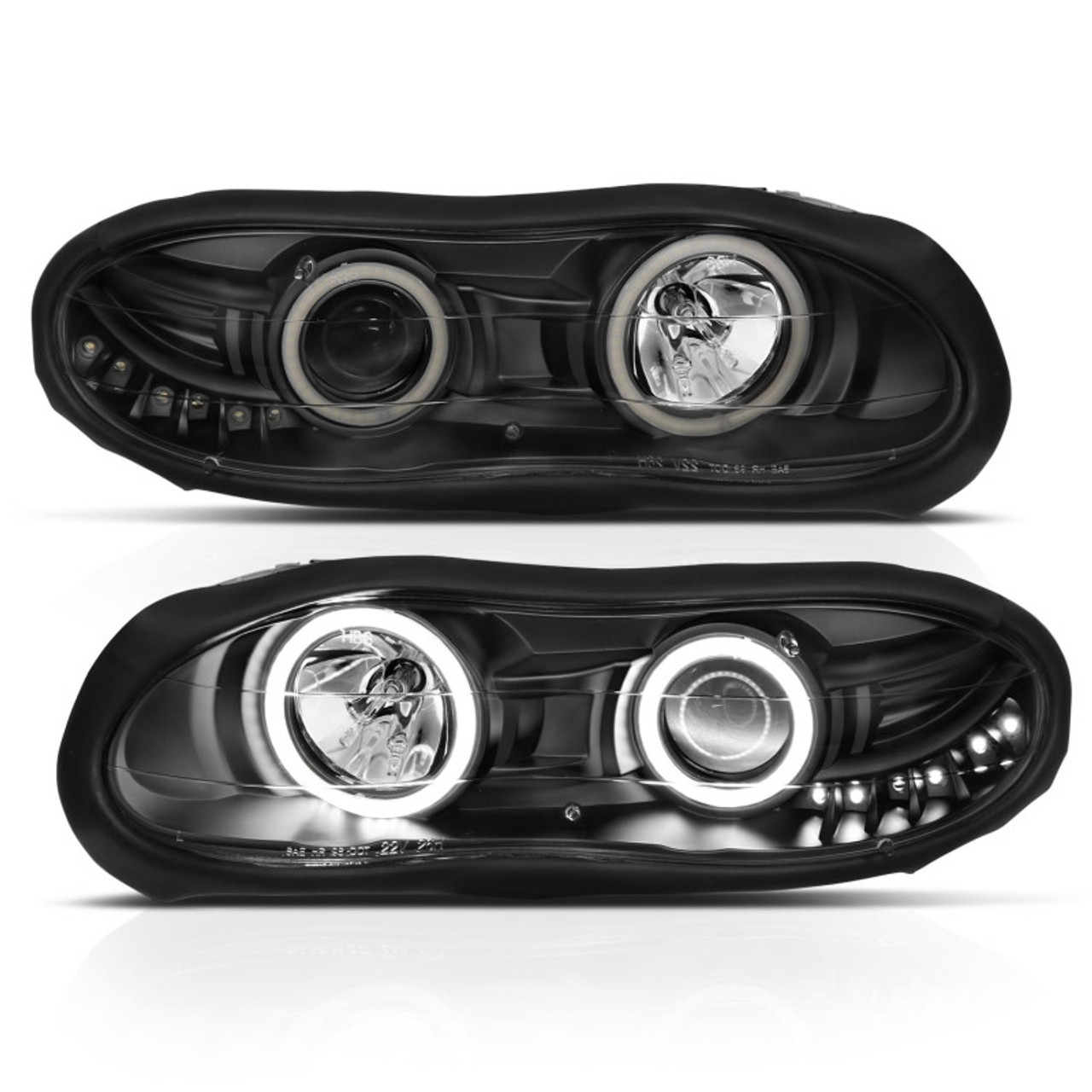 ANZO 1998-2002 Chevrolet Camaro Projector Headlights w/ Halo Black - 121160
