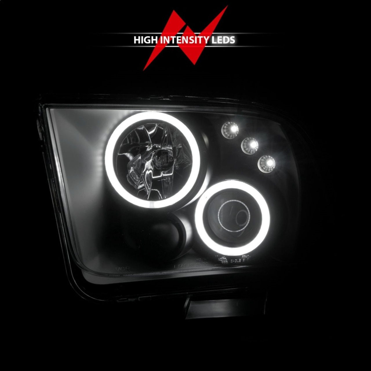 ANZO 2005-2009 Ford Mustang Projector Headlights w/ Halo Black - 121166