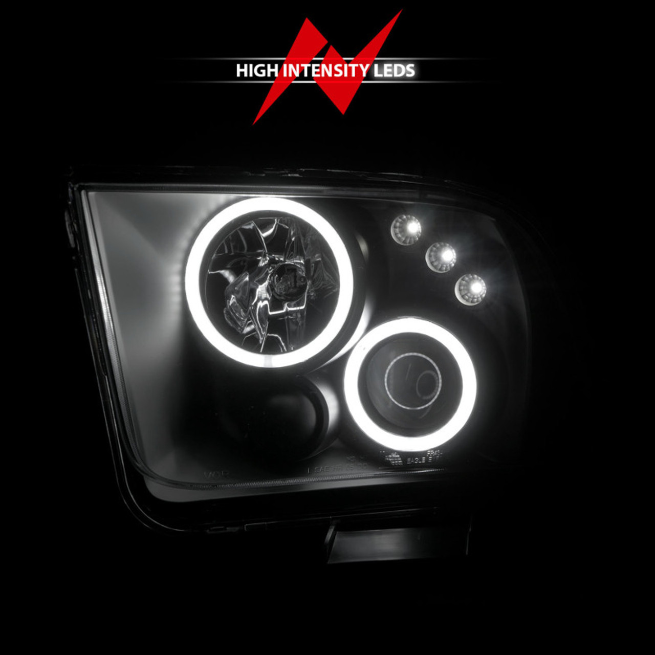 ANZO 2005-2009 Ford Mustang Projector Headlights w/ Halo Black - 121166