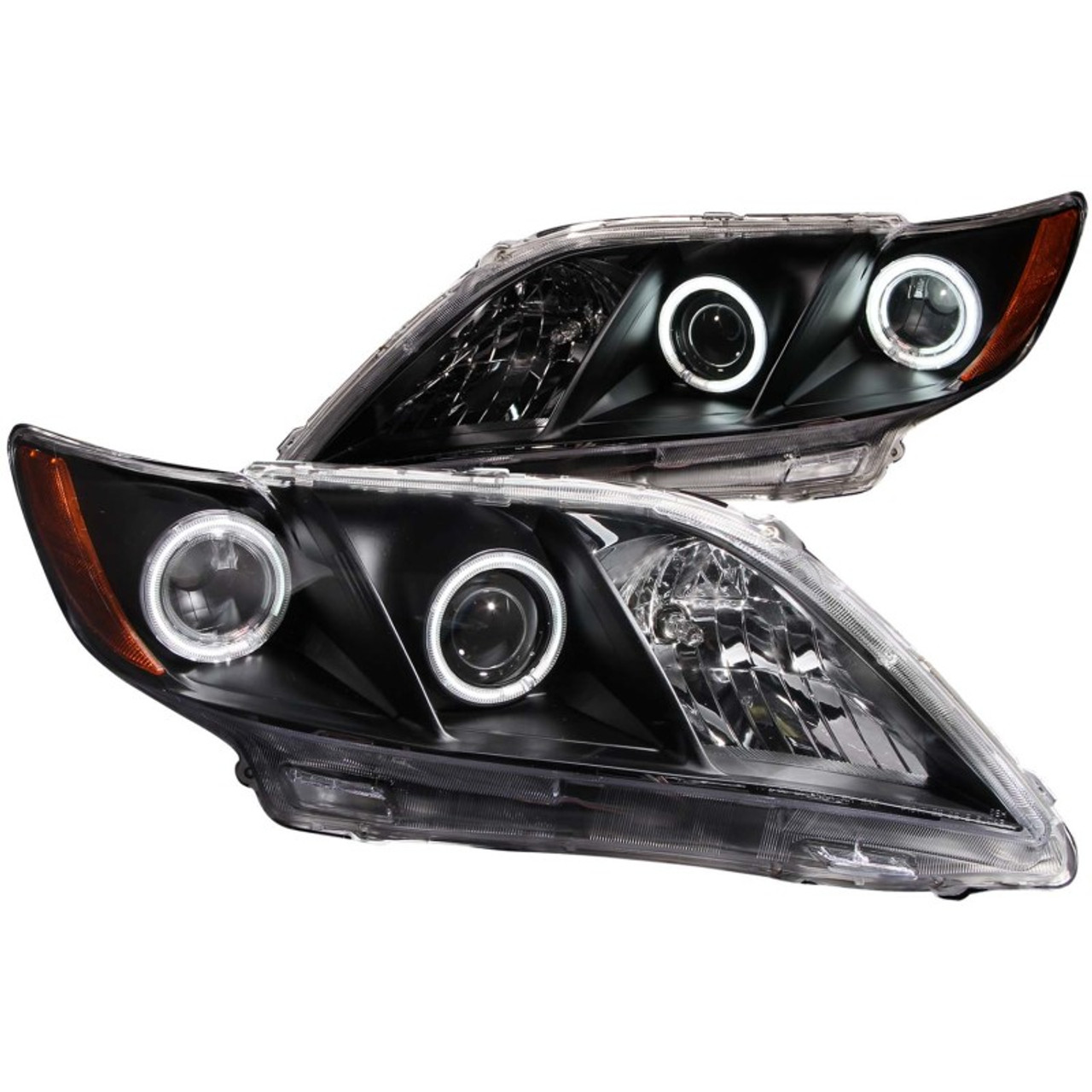 ANZO 2007-2009 Toyota Camry Projector Headlights w/ Halo Black - 121181