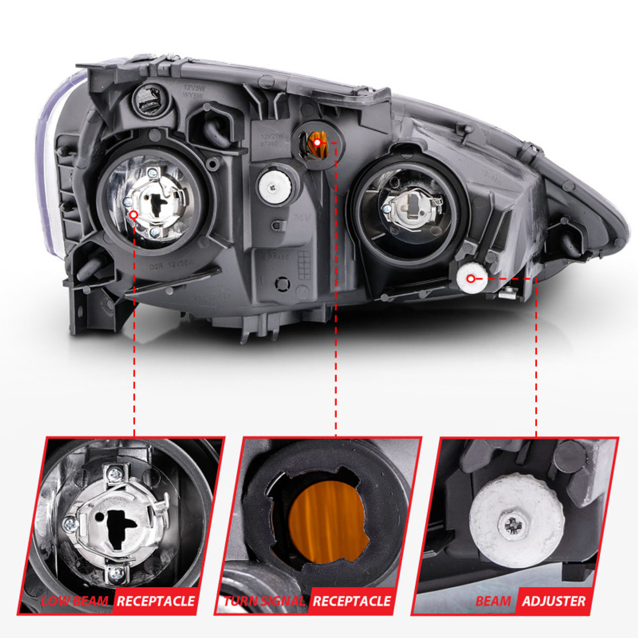 ANZO 2002-2004 Acura Rsx Crystal Headlights Black - 121209
