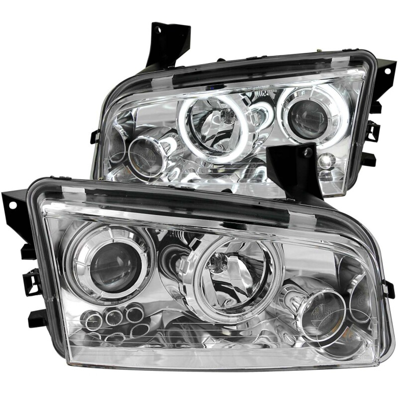 ANZO 2006-2010 Dodge Charger Projector Headlights w/ Halo Chrome (CCFL) - 121217