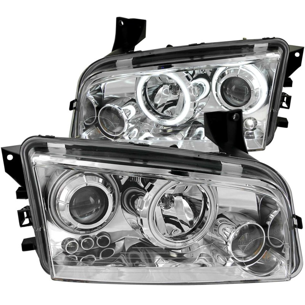 ANZO 2006-2010 Dodge Charger Projector Headlights w/ Halo Chrome (CCFL) - 121217