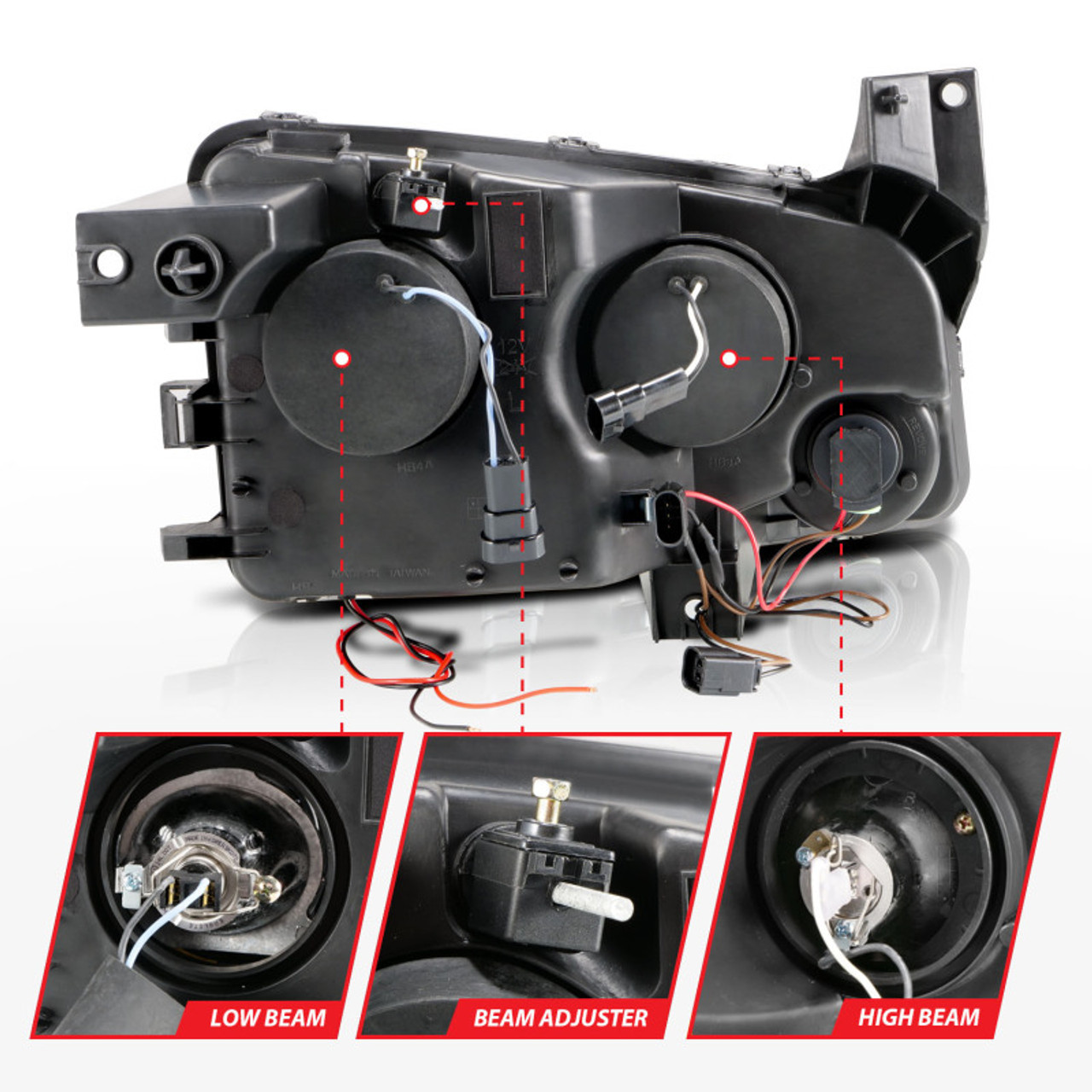 ANZO 2006-2010 Dodge Charger Projector Headlights w/ Halo Chrome (CCFL) - 121218