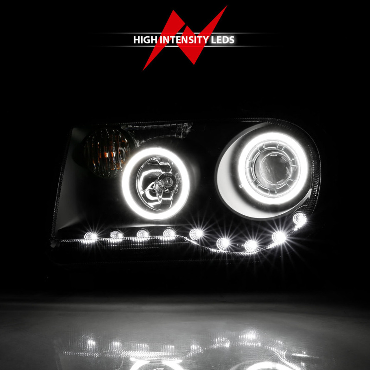 ANZO 2005-2010 Chrysler 300C Projector Headlights w/ Halo Black (CCFL) G2 - 121251