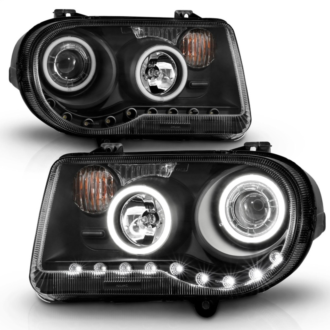 ANZO 2005-2010 Chrysler 300C Projector Headlights w/ Halo Black (CCFL) G2 - 121251