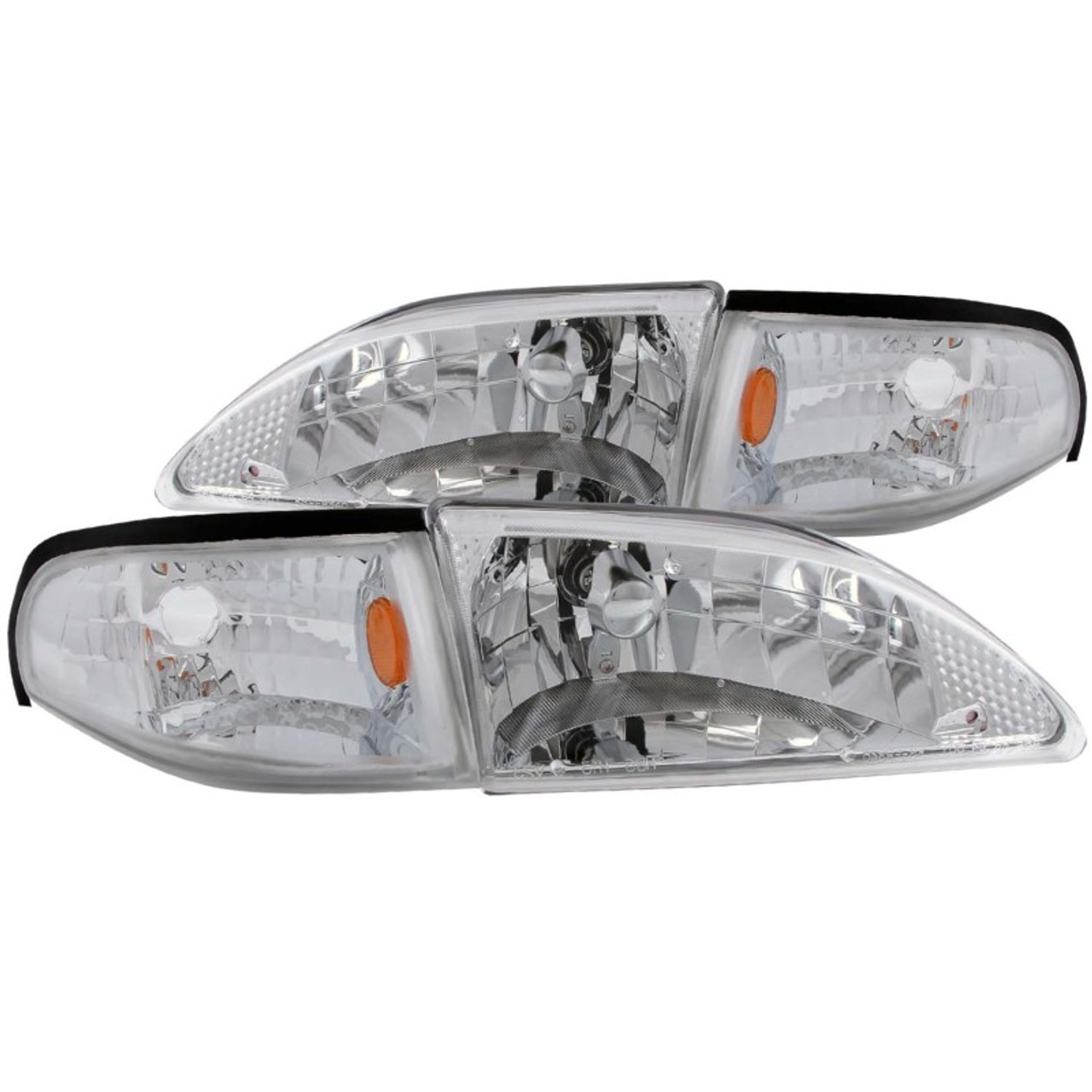 ANZO 1994-1998 Ford Mustang Crystal Headlights Chrome - 121262