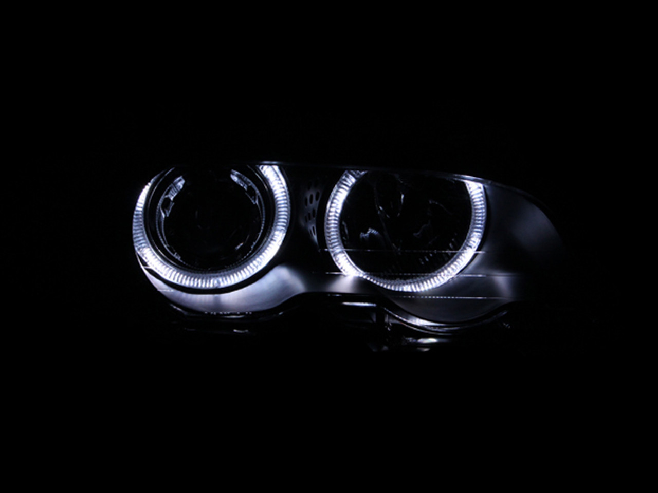 ANZO 2000-2003 BMW 3 Series E46 Projector Headlights w/ Halo Black - 121269