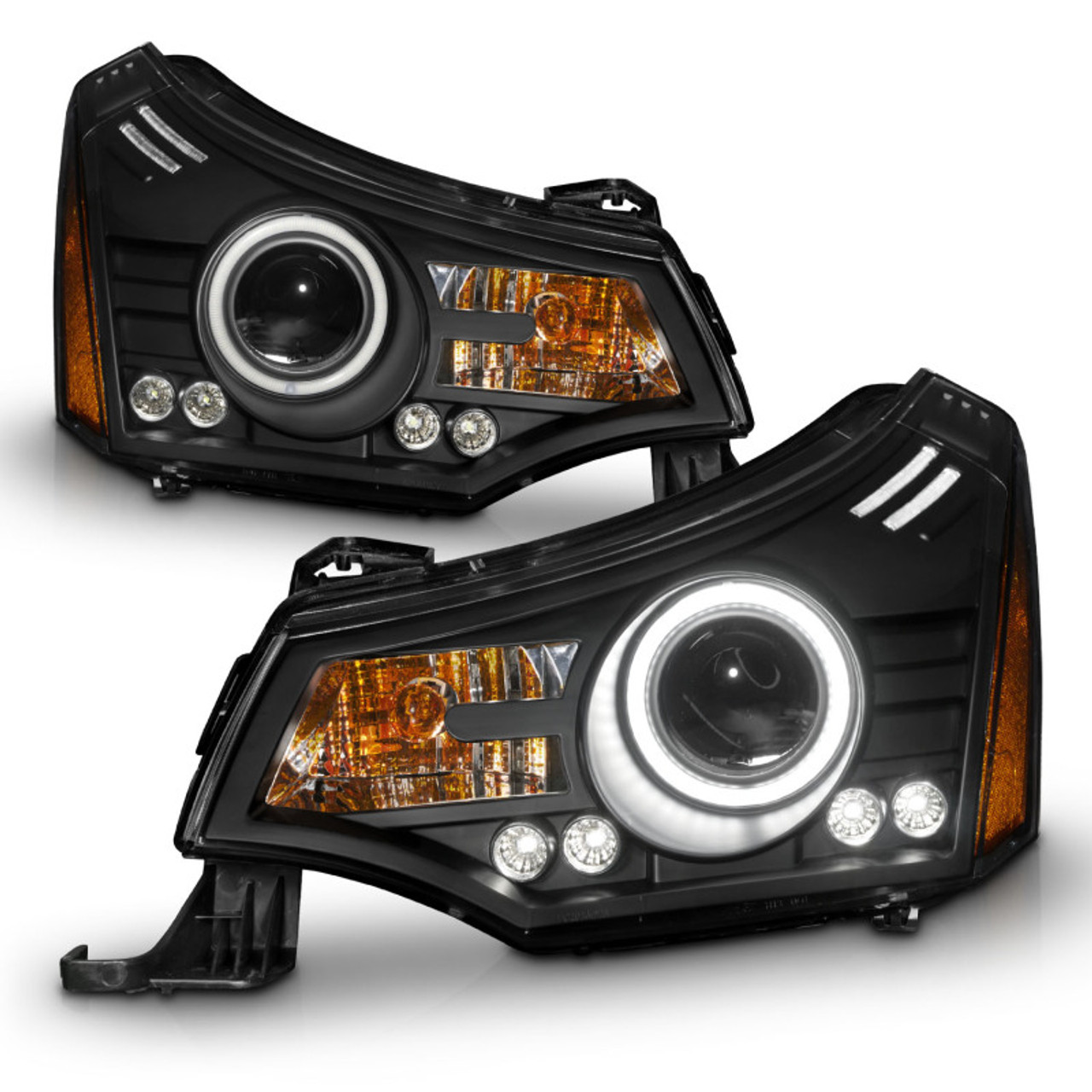 ANZO 2008-2011 Ford Focus Projector Headlights Black - 121272