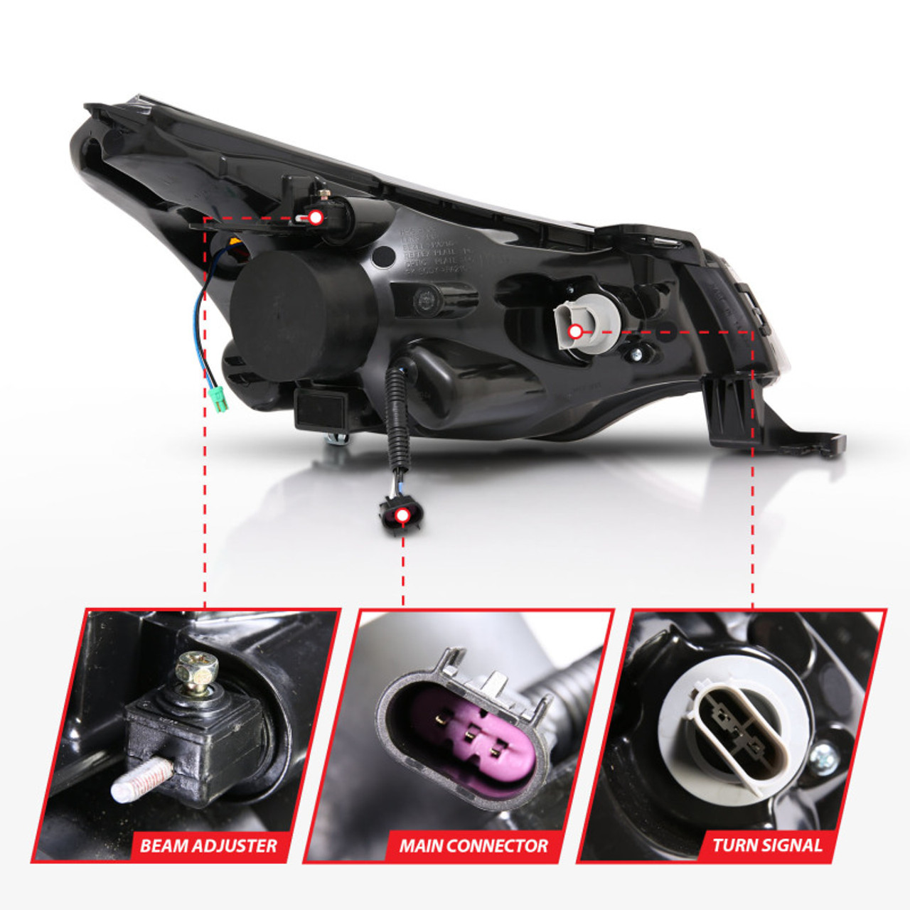 ANZO 2008-2011 Ford Focus Projector Headlights Black - 121272