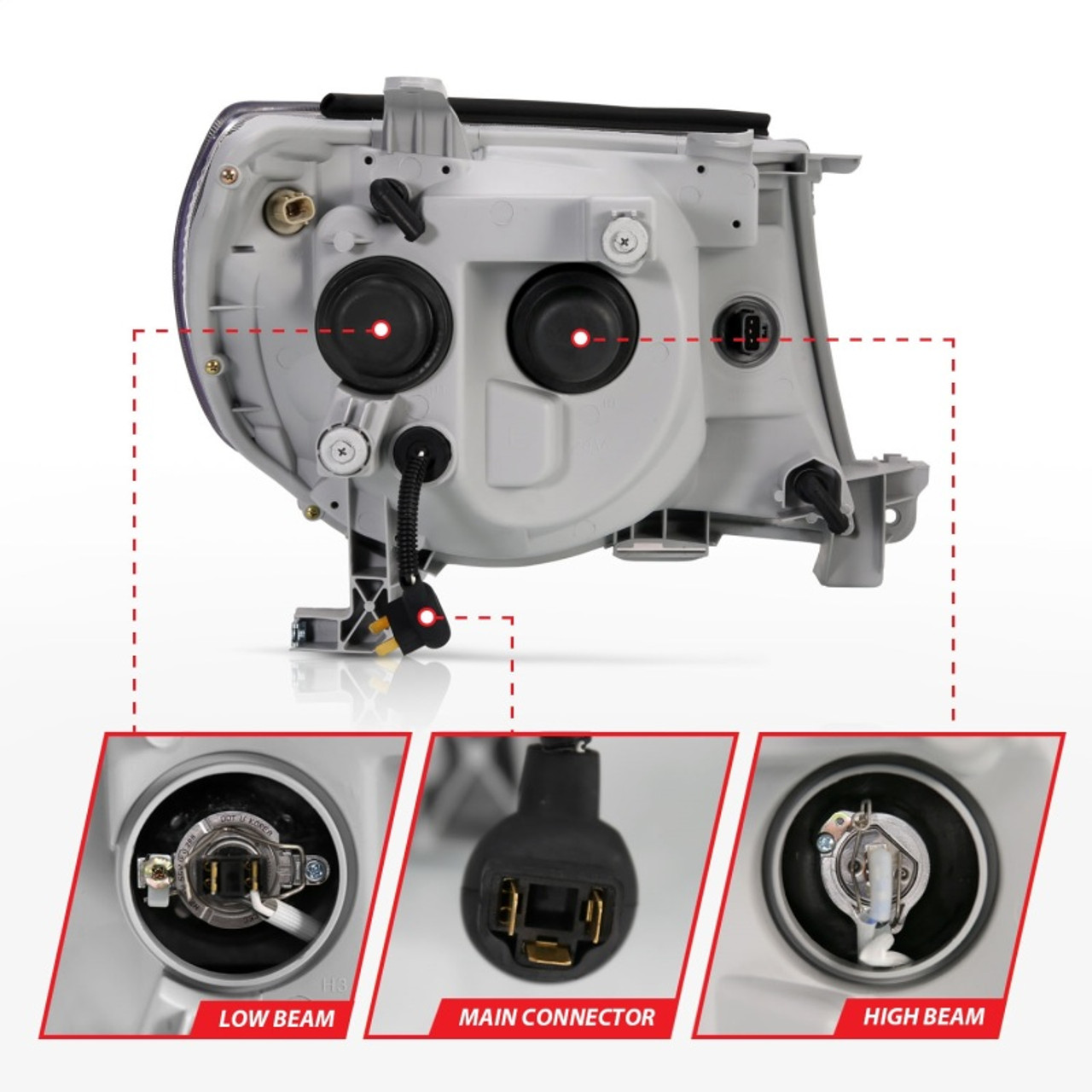 ANZO 2005-2011 Toyota Tacoma Projector Headlights w/ Halo Black - 121282
