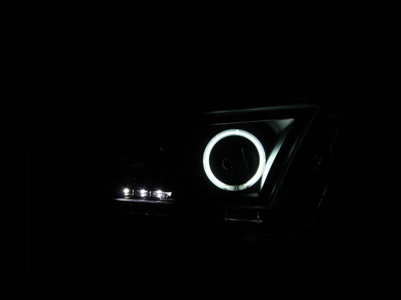 ANZO 2010-2014 Ford Mustang Projector Headlights w/ Halo Black (CCFL) - 121323