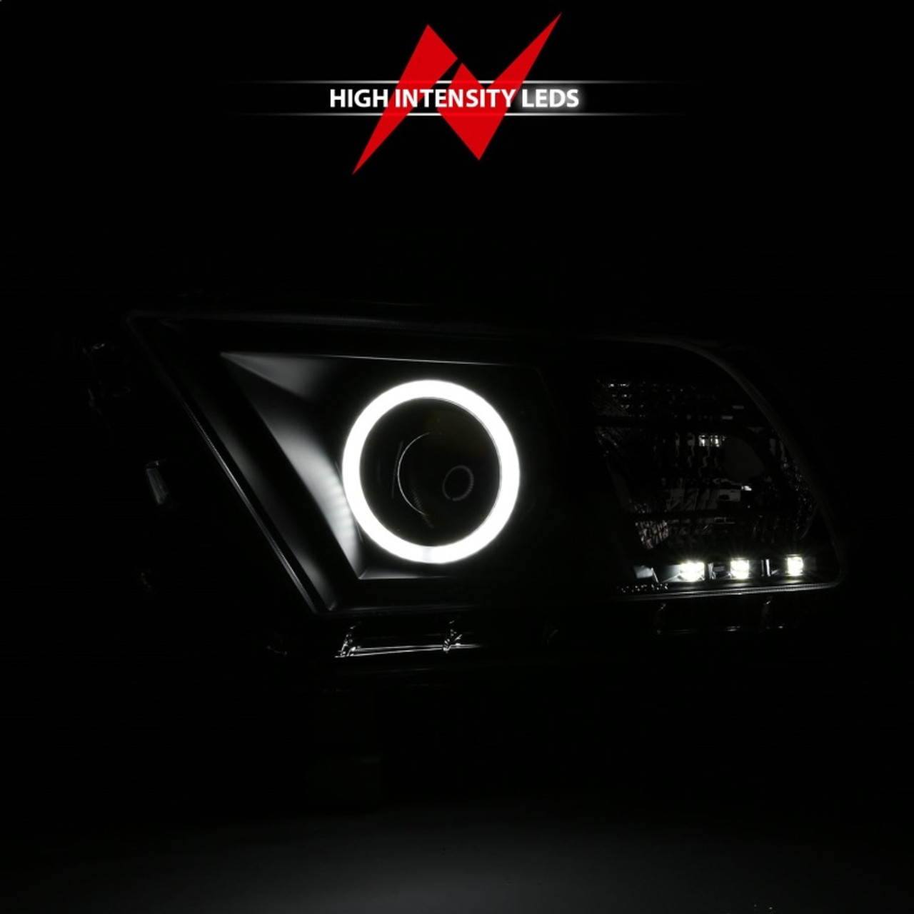 ANZO 2010-2014 Ford Mustang Projector Headlights w/ Halo Black (CCFL) - 121323