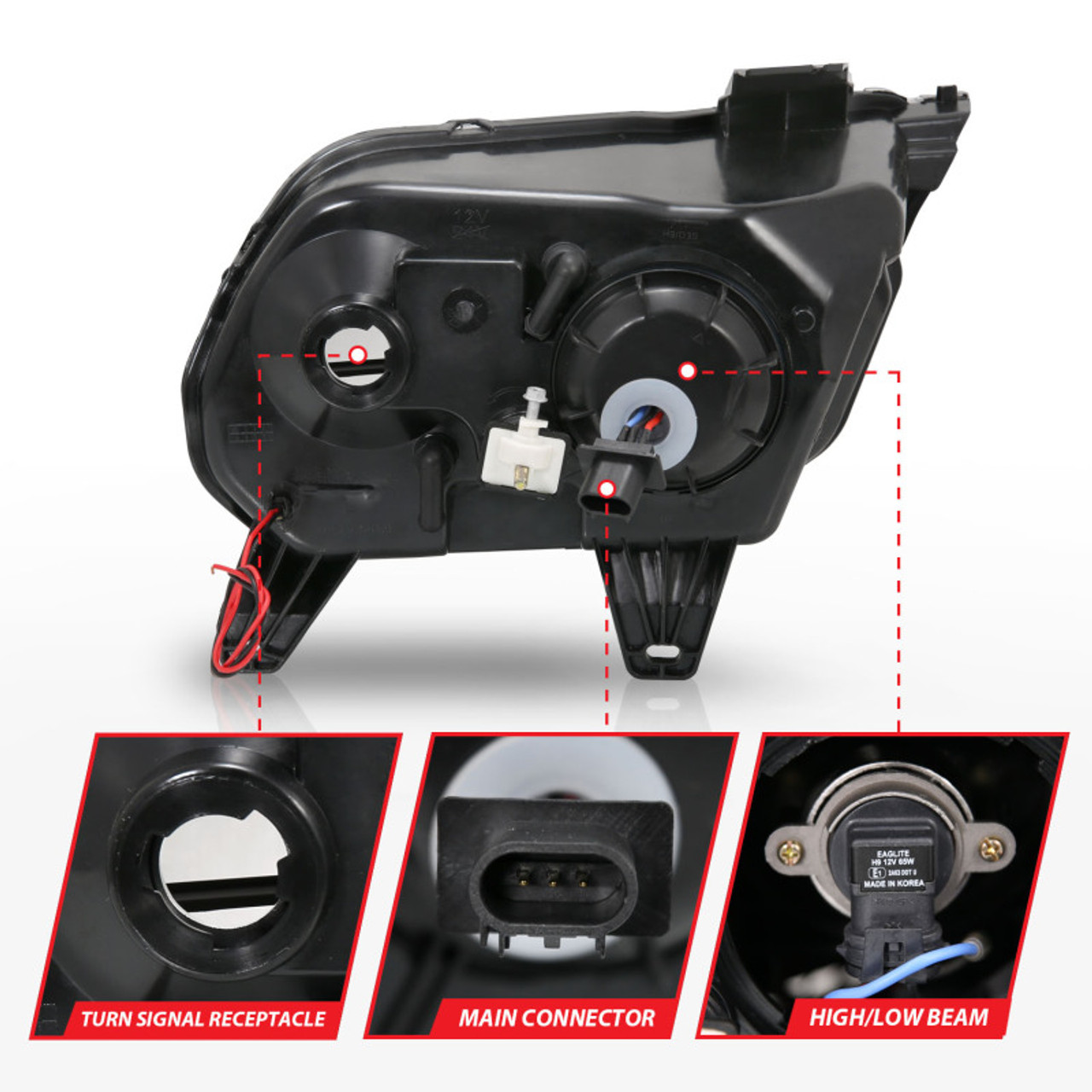 ANZO 2010-2014 Ford Mustang Projector Headlights w/ Halo Black (CCFL) - 121323