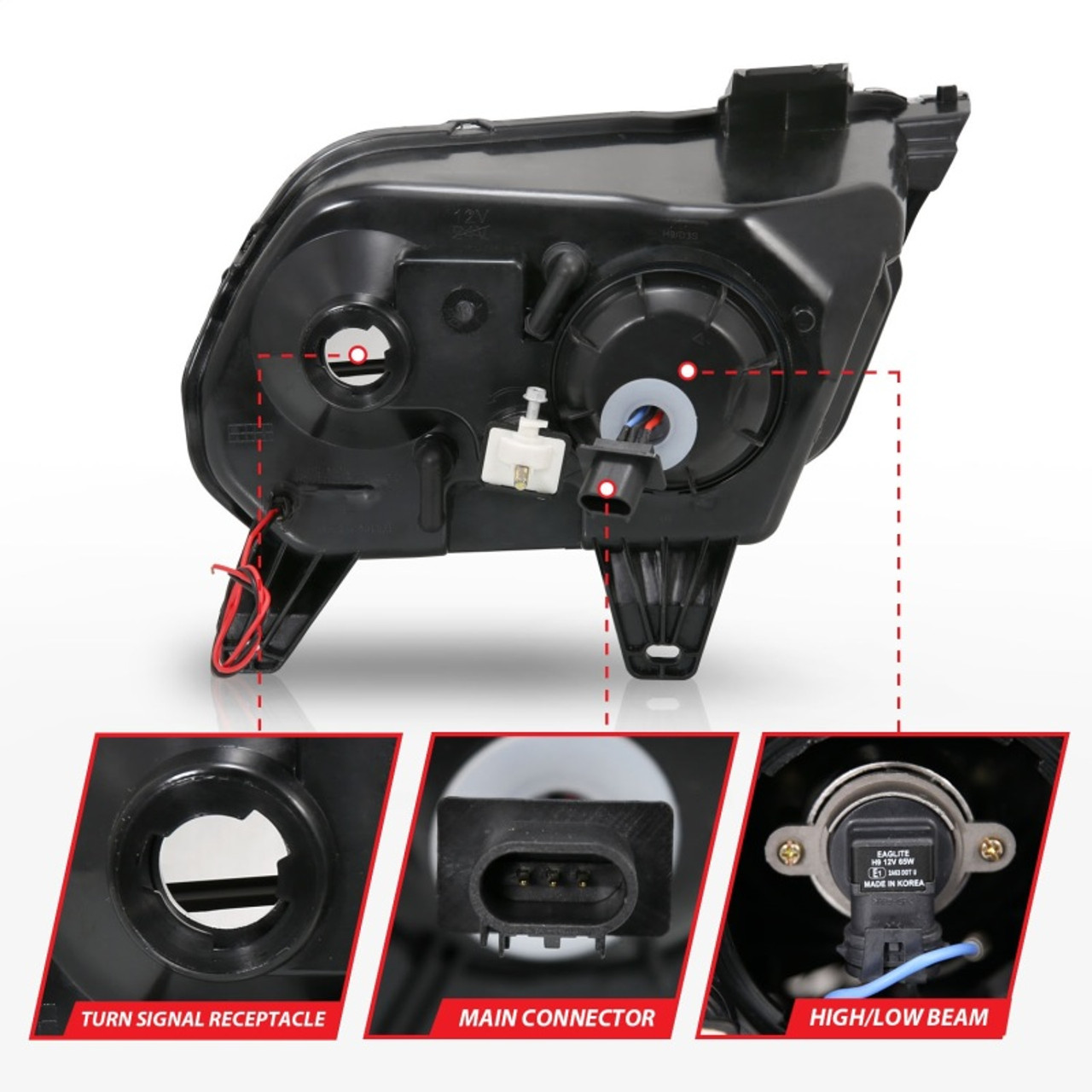 ANZO 2010-2014 Ford Mustang Projector Headlights w/ Halo Black (CCFL) - 121323