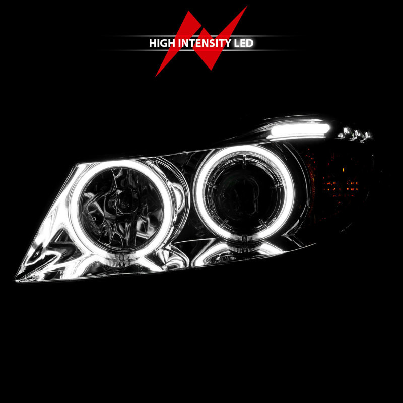 ANZO 2006-2008 BMW 3 Series E90-E91 Projector Headlights w/ Halo w/ LED Bar Chrome (CCFL) - 121336