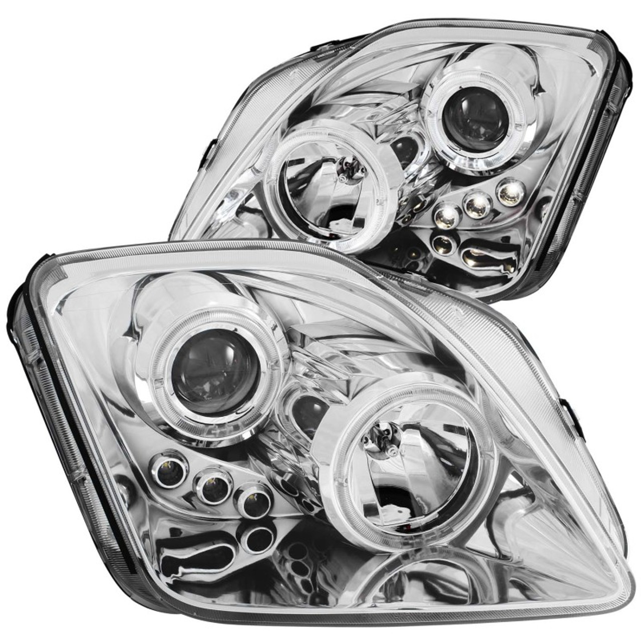 ANZO 1997-2001 Honda Prelude Projector Headlights w/ Halo Chrome w/ LED - 121342