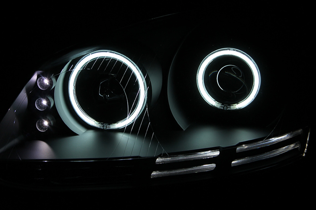 ANZO 2006-2009 Volkswagen Rabbit Projector Headlights w/ Halo Black (CCFL) - 121345