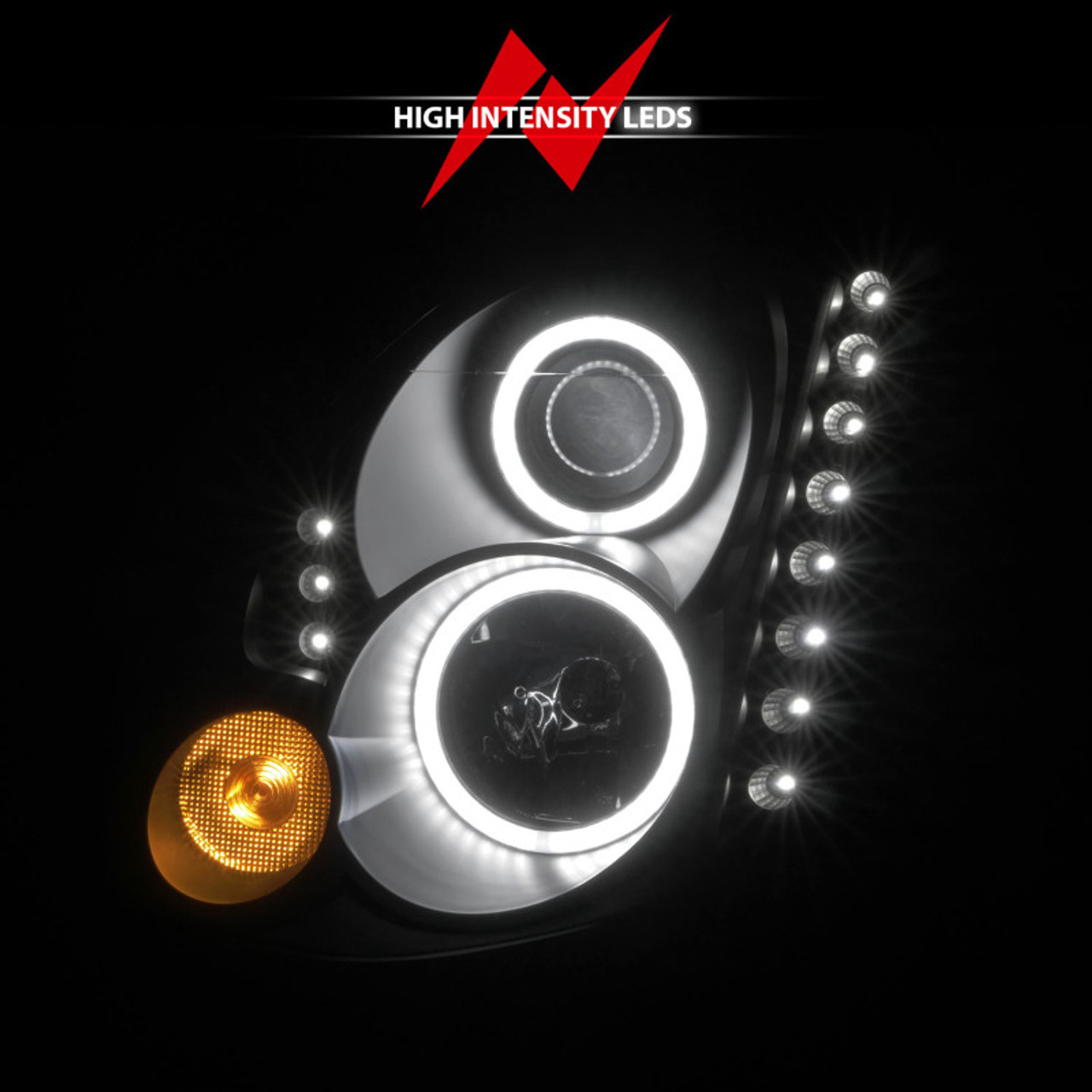 ANZO 2003-2007 Infiniti G35 Projector Headlights w/ Halo Black (CCFL) (HID Compatible) - 121363