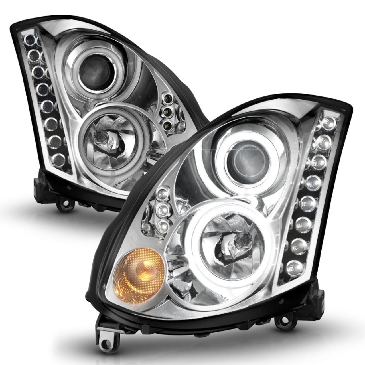 ANZO 2003-2007 Infiniti G35 Projector Headlights w/ Halo Chrome (CCFL) (HID Compatible) - 121364