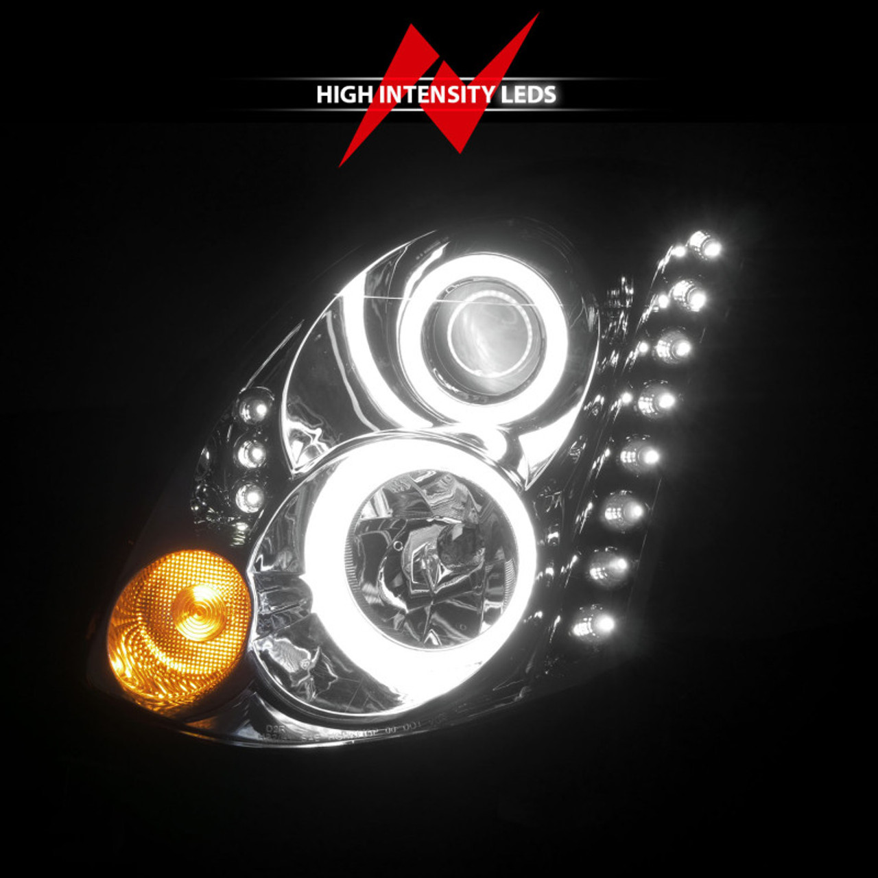 ANZO 2003-2007 Infiniti G35 Projector Headlights w/ Halo Chrome (CCFL) (HID Compatible) - 121364