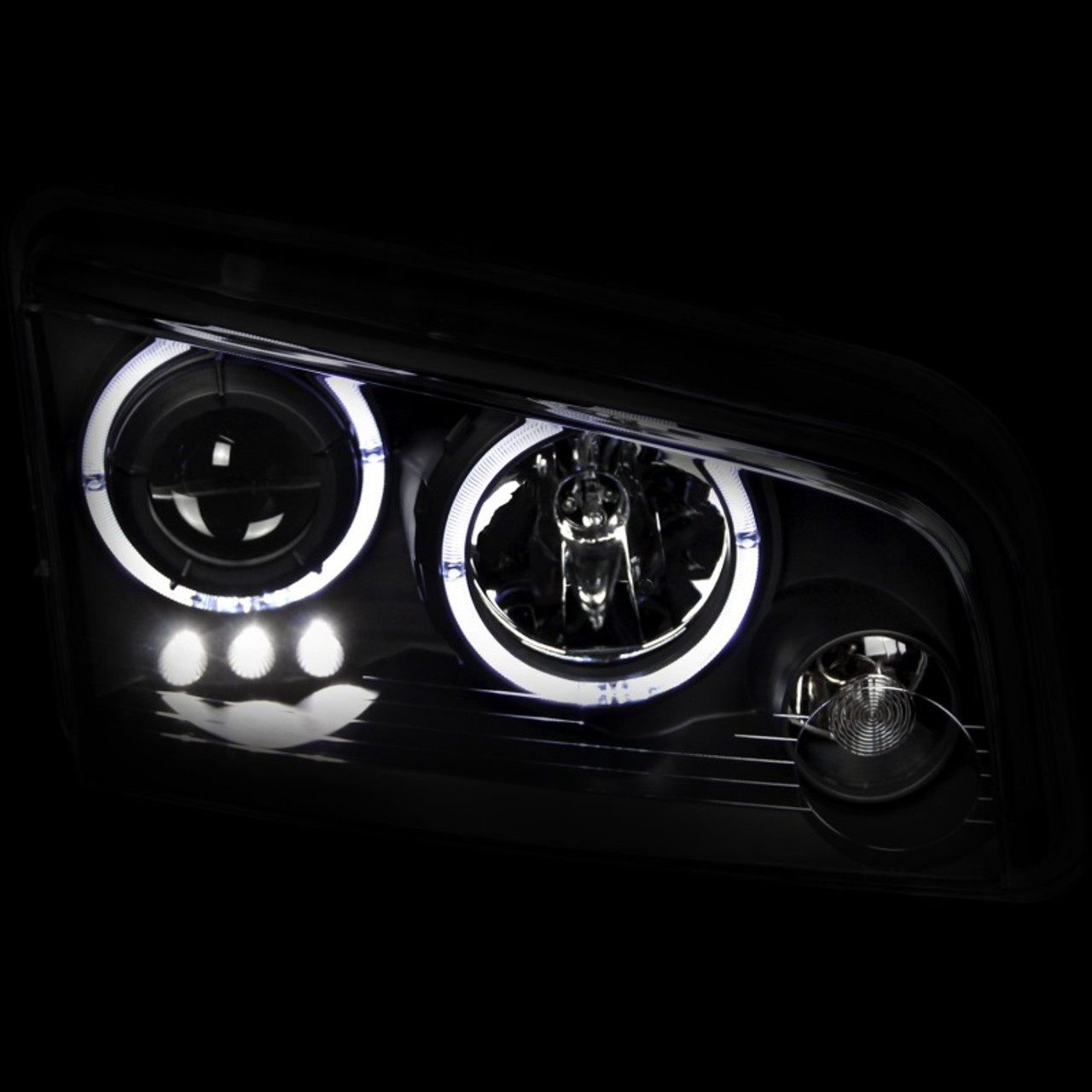 ANZO 2006-2010 Dodge Charger Projector Headlights w/ Halo Black - 121381