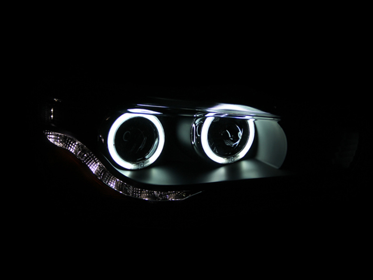 ANZO 2008-2015 Mitsubishi Lancer Projector Headlights w/ Halo Black (CCFL) - 121428
