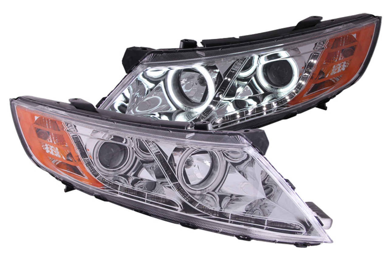 ANZO 2011-2013 Kia Optima Projector Headlights w/ Halo Chrome (CCFL) - 121459