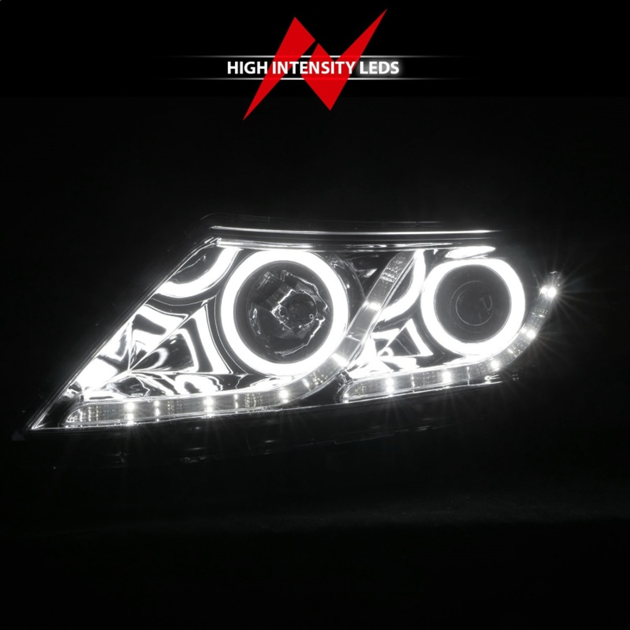 ANZO 2011-2013 Kia Optima Projector Headlights w/ Halo Chrome (CCFL) - 121459