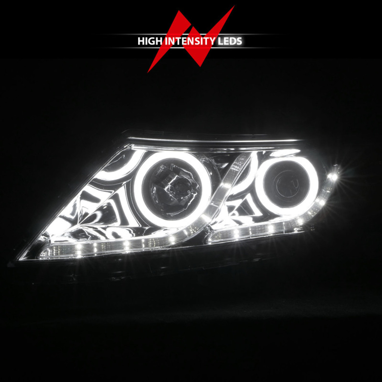 ANZO 2011-2013 Kia Optima Projector Headlights w/ Halo Chrome (CCFL) - 121459