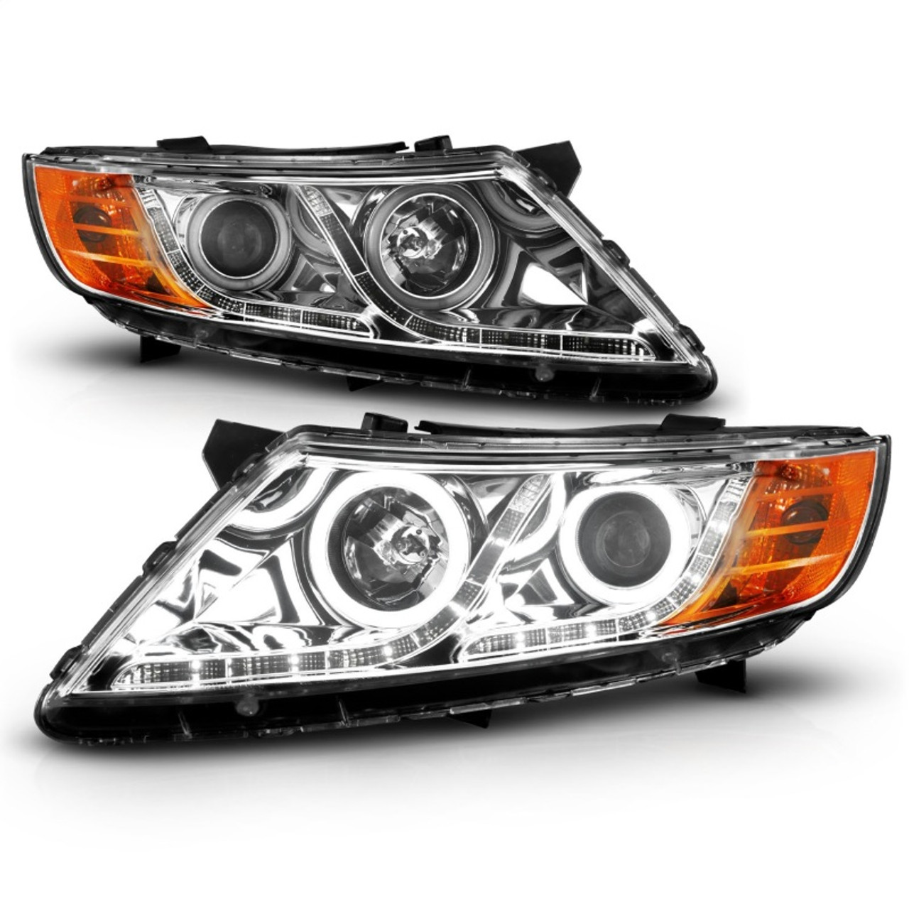 ANZO 2011-2013 Kia Optima Projector Headlights w/ Halo Chrome (CCFL) - 121459